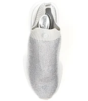 Michael Kors Ari Slip On Stretch Knit Stone Embellished Sneakers