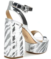 Michael Kors Ashton Sequin Zebra Print Platform Sandals