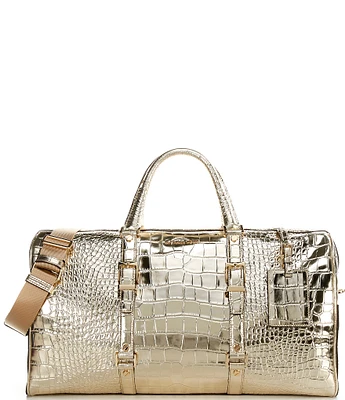 Michael Kors Bedford Travel Extra-Large Metallic Crocodile Embossed Leather Weekender Bag