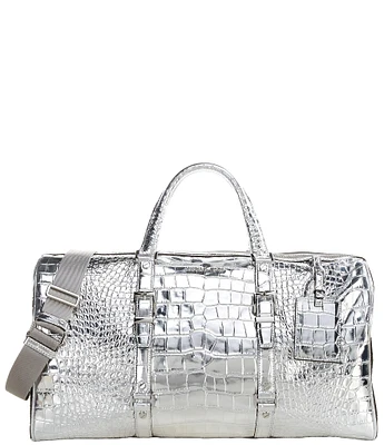 Michael Kors Bedford Travel Extra-Large Metallic Crocodile Embossed Leather Weekender Bag