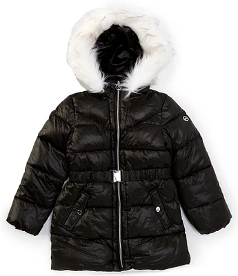 Michael Kors Big Girls 7-16 Long-Sleeve Belted Hooded Stadium Puffer Jacket