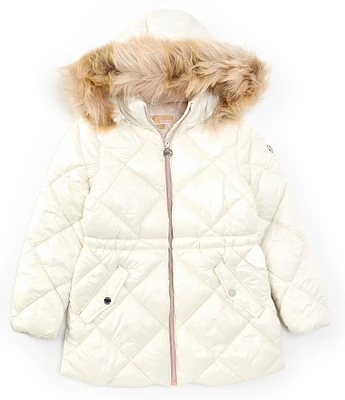 Michael Kors Big Girls 7-16 Long-Sleeve Diamond-Quilted Stadium-Length Hooded Puffer Jacket