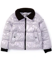 Michael Kors Big Girls 7-16 Long Sleeve Fleece-Lined Printed Puffer Hooded Jacket