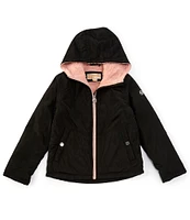 Michael Kors Big Girls 7-16 Long Sleeve Plush-Lined Hooded Rain Jacket