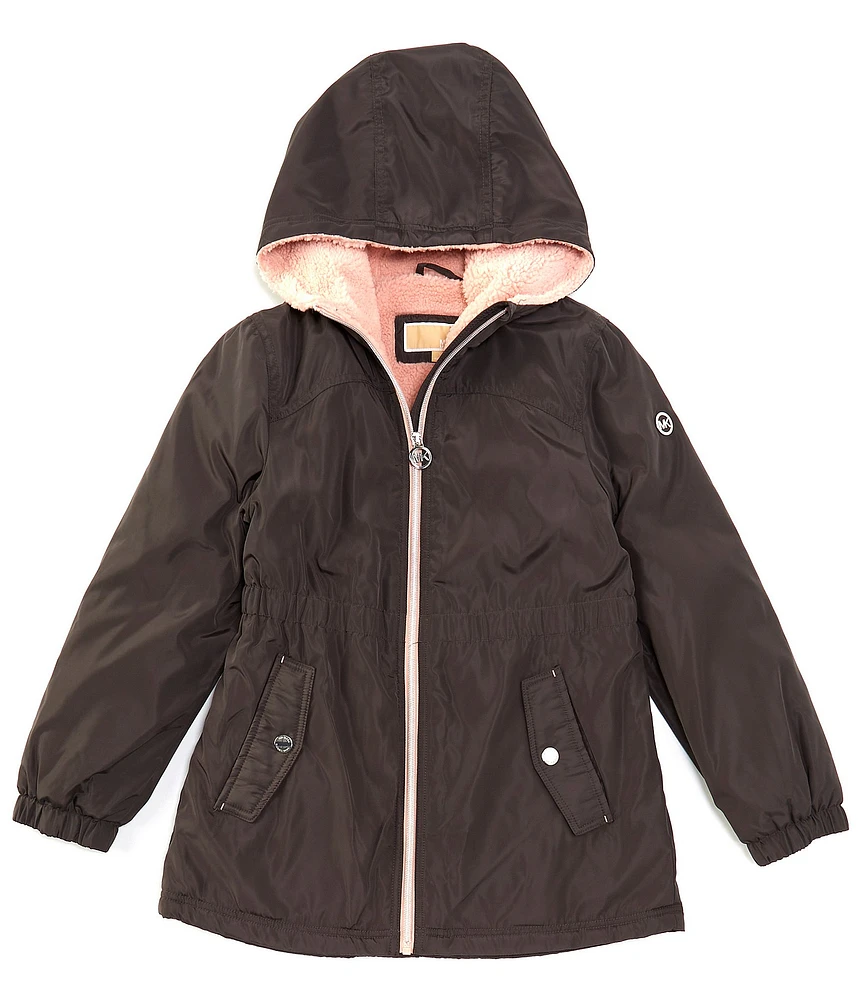 Michael Kors Big Girls 7-16 Long Sleeve Plush-Lined Stadium-Length Anorak Rain Jacket