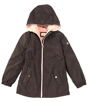 Michael Kors Big Girls 7-16 Long Sleeve Plush-Lined Stadium-Length Anorak Rain Jacket