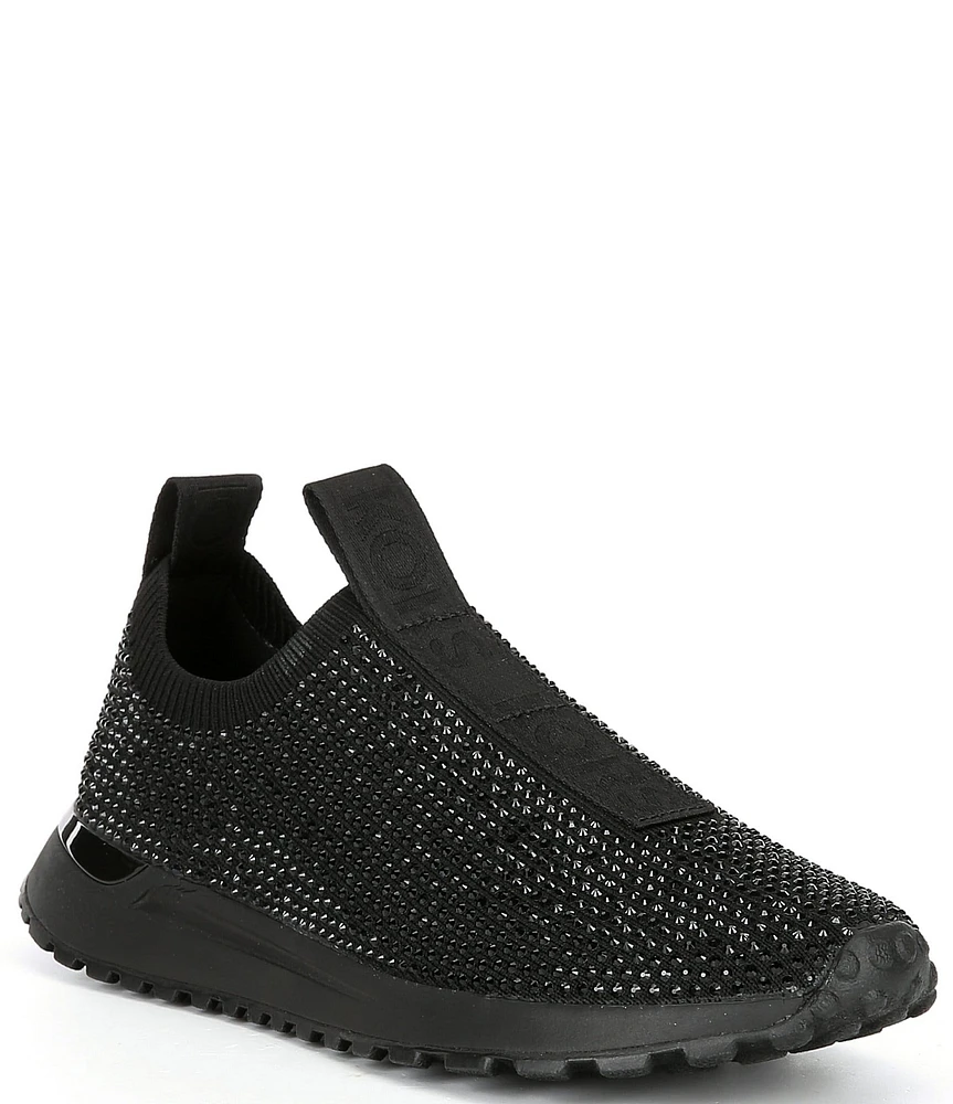 Michael Kors Bodie Stretch Knit Rhinestone Slip On Sneakers