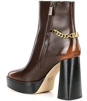 Michael Kors Carlisle Leather Logo Chain Platform Booties