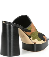 Michael Kors Celeste Camo Printed Calf Hair Platform Sandals