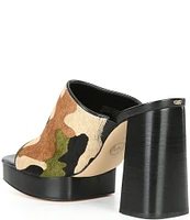 Michael Kors Celeste Camo Printed Calf Hair Platform Sandals