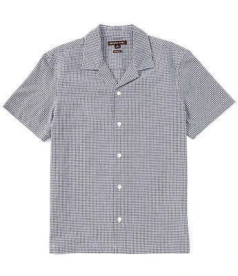 Michael Kors Classic Fit Stretch Gingham Seersucker Short Sleeve Woven Camp Shirt