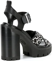 Michael Kors Colby Cheetah Print Calf Leather Lug Platform Sandals