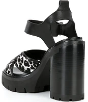 Michael Kors Colby Cheetah Print Calf Leather Lug Platform Sandals