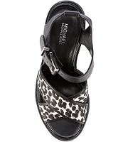 Michael Kors Colby Cheetah Print Calf Leather Lug Platform Sandals