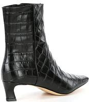 Michael Kors Cosmo Crocodile Embossed Leather Kitten Heel Dress Booties