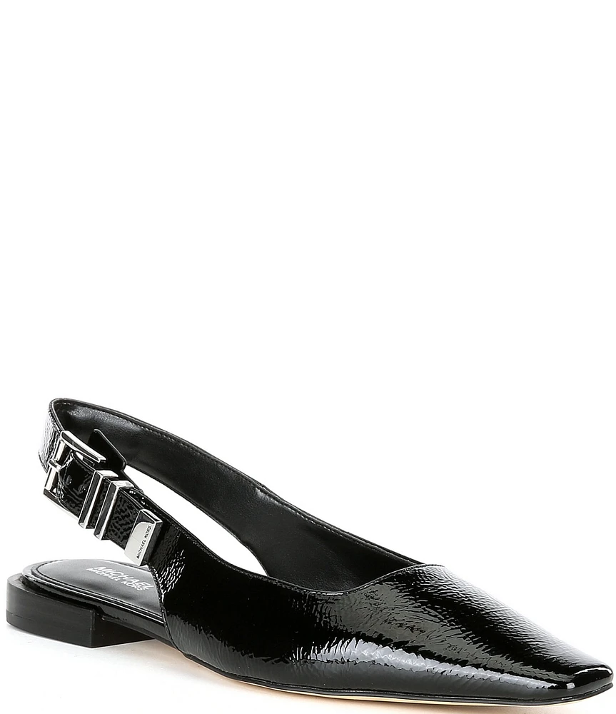 Michael Kors Darrington Crinkle Patent Leather Slingback Flats