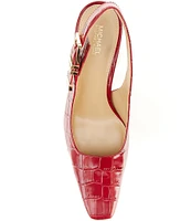 Michael Kors Darrington Crocodile Embossed Leather Slingback Pumps