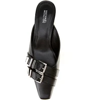 Michael Kors Darrington Leather Kitten Heel Buckled Mules