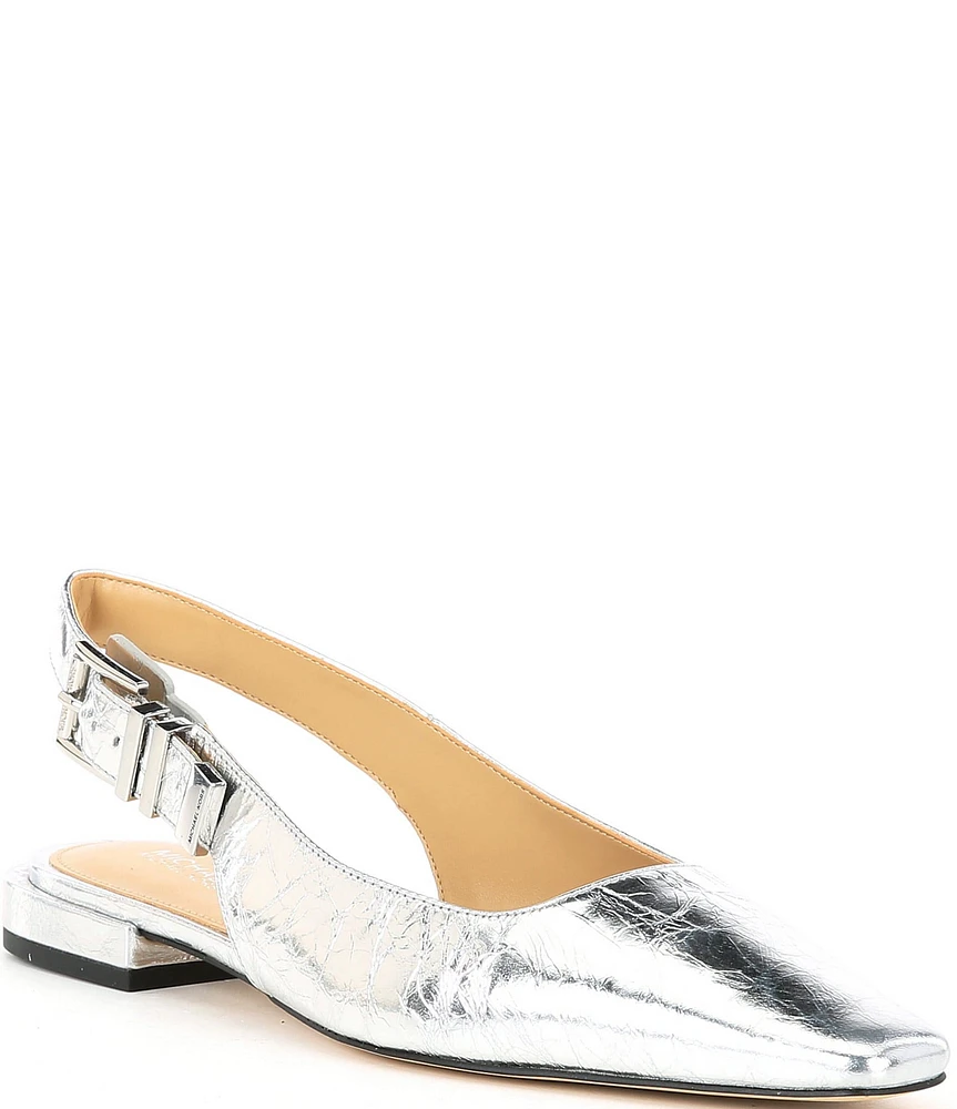 Michael Kors Darrington Metallic Leather Slingback Flats