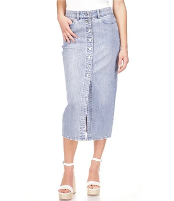 Michael Kors Denim Button Front Midi Skirt