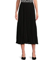 Michael Kors Pleated Elastic Waist A-Line Midi Skirt