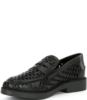 Michael Kors Eden Woven Leather Penny Loafers