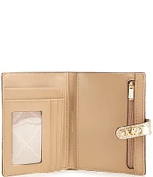 Michael Kors Empire Gold Metallic Crocodile Embossed Leather Passport Wallet