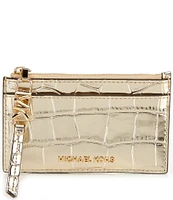 Michael Kors Empire Small Metallic Crocodile Embossed Leather Card Case