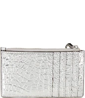 Michael Kors Empire Small Metallic Crocodile Embossed Leather Card Case