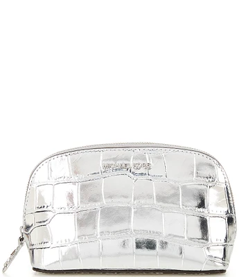 Michael Kors Empire Small Metallic Crocodile Embossed Leather Travel Pouch