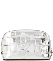 Michael Kors Empire Small Metallic Crocodile Embossed Leather Travel Pouch