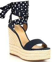 Michael Kors Esme Canvas Espadrille Wedge Sandals