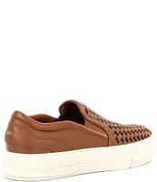 Michael Kors Evy Woven Leather Slip On Platform Sneakers