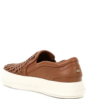 Michael Kors Evy Woven Leather Slip On Platform Sneakers