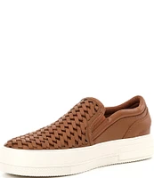 Michael Kors Evy Woven Leather Slip On Platform Sneakers