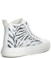 Michael Kors Evy Zebra Print Sequin High Top Sneakers