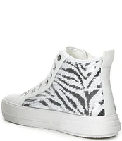 Michael Kors Evy Zebra Print Sequin High Top Sneakers