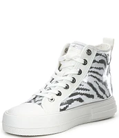 Michael Kors Evy Zebra Print Sequin High Top Sneakers