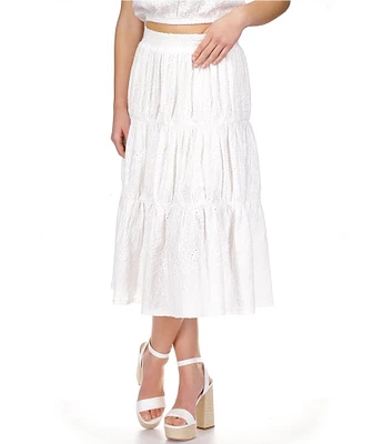 Michael Kors Eyelet Tiered Midi Skirt