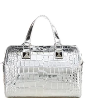 Michael Kors Grayson Medium Metallic Crocodile Embossed Leather Satchel Bag