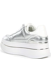 Michael Kors Hayes Metallic Leather Platform Lace Up Sneakers