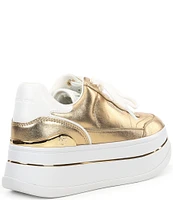 Michael Kors Hayes Metallic Leather Platform Lace Up Sneakers