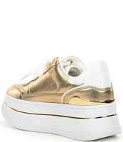 Michael Kors Hayes Metallic Leather Platform Lace Up Sneakers