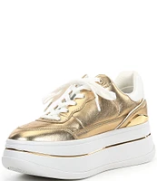 Michael Kors Hayes Metallic Leather Platform Lace Up Sneakers