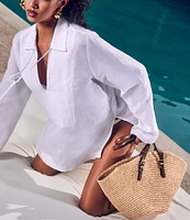 Michael Kors Isa Small Straw Fan Tote Bag