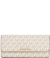 Michael Kors Jet Set Large Signature Logo Gold Metal Snap-Front Wallet