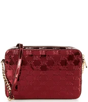 Michael Kors Jet Set MK Facet Logo Embossed Specchio Large East West Crossbody Bag