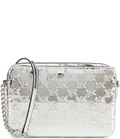 Michael Kors Jet Set MK Facet Logo Embossed Specchio Large E/W Crossbody Bag