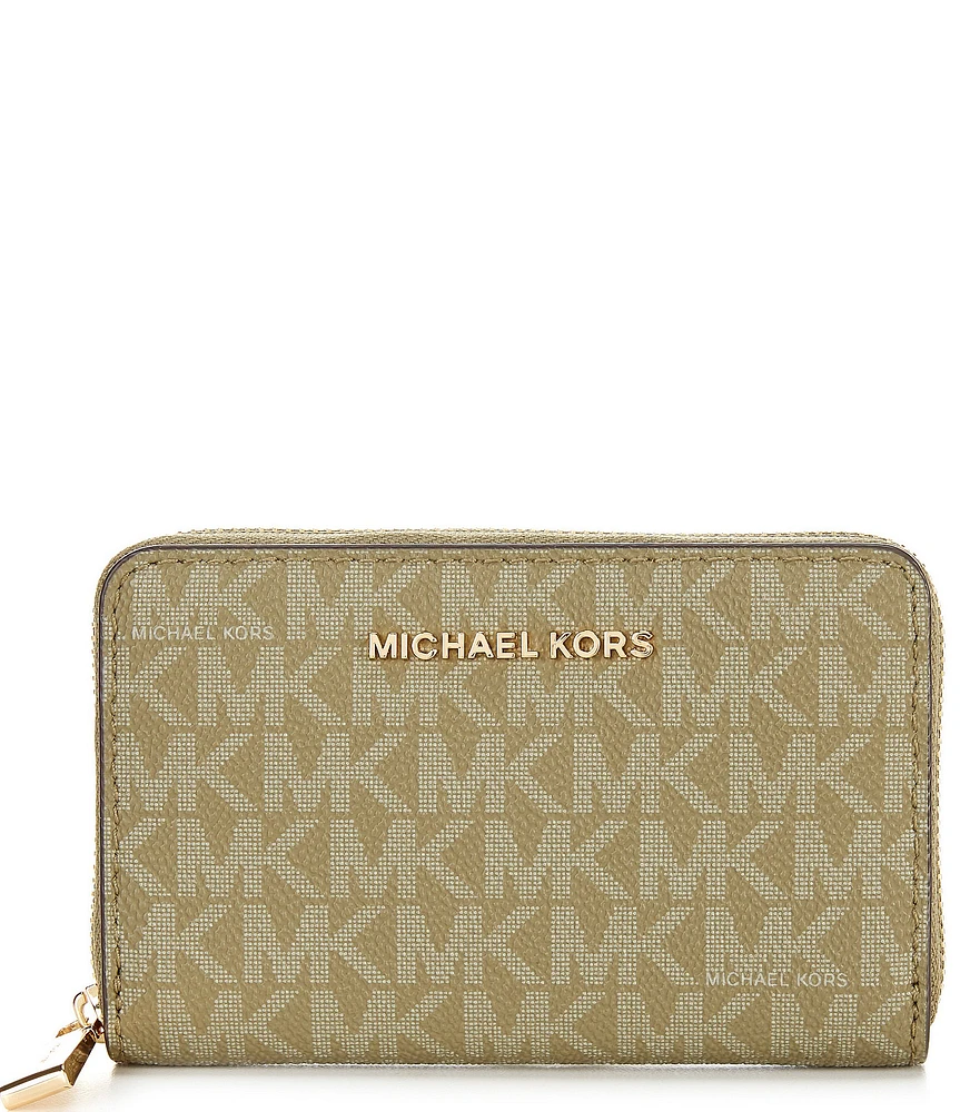 Michael Kors Jet Set Small Signature Logo Semi Lux Zip Around Card Case