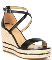 Michael Kors Kayla Leather Espadrille Wedge Sandals